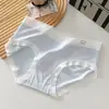 Nova calcinha feminina de viscose cintura média, sem costura, com fundo de algodão antibacteriano, respirável e confortável para a pele, calcinha feminina