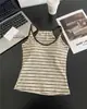 Top de tirantes rayado estilo coreano con tirantes finos para mujer, Ropa interior de primavera/verano, Hermoso sujetador integrado en la espalda con almohadillas en el pecho, Top para usar por fuera, Estilo nuevo