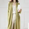 Estilo Super Largo 100% Lana Otoño/Invierno Nuevo Cárdigan Tejido Suéter Abrigo Estilo Perezoso Holgado para Mujer Versátil Largo