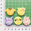 Accesorios de resina para pastel de nieve de animales pequeños con cara brillante de dibujos animados, hechos a mano, taza de pegamento de crema, llavero, horquilla, material