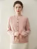 Estilo Nuevo Otoño e Invierno 100% Cachemir para Mujer Cardigan de Punto Grueso de Canalé Cuello Redondo Manga Larga Color Sólido Abrigo Suave