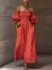 Comercio Exterior Transfronterizo Europeo y Americano 2026 Amazon Nuevo Producto: Vestido Casual de Moda para Mujer de Color Sólido, Hombros Descubiertos y Fruncido