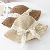 Chapéu de Palha com Laço de Fita de Renda Novo Estilo para Mulheres, Chapéu de Sol Respirável Feito à Mão para o Verão, Chapéu de Proteção Solar Estilo Doce Japonês