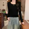 Nuevo Estilo Otoño e Invierno 2026 Cuello Cuadrado Ajuste Delgado Manga Larga Suéter Básico de Punto para Mujer
