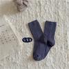 Dw2302 Calcetines Nuevos de Otoño para Niños Bebé Color Retro Calcetines Cortos de Doble Aguja Color Sólido Calcetines Simples de Algodón Calcetines Canalé Modernos