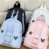 Mochila de Coelho Desenho Animado Fofo Estilo Coreano 2026 Nova Sensação de Alto Padrão Renda Bolinhas Rosa Mochila Escolar Casual para Estudante