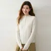 Estilo Otoño e Invierno Cachemira para Mujer Dobladillo Enrollado Cuello Semi Abierto Botones Ajustado Capa Base Cárdigan Manga Larga Múltiples Botones Suéter Tejido
