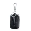 Estojo de Couro Bovino de Primeira Camada para Chave de Carro Masculina, Bolsinha com Zíper de Couro Genuíno, Capa Protetora para Chave de Carro de Pendurar na Cintura, Bolsa de Corrente com Zíper Duplo