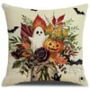 Funda de Almohada de Halloween Más Vendida Transfronteriza Estampado de Calabaza Fantasma Cojín para Sofá Respaldo de Cama Cojín Decorativo Festivo