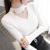 Outono e inverno Nova meia gola alta- out halter v- pescoço cor sólida versátil desgaste interno slim puro sexy camisola assentamento camisa