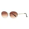 Novos Óculos de Sol Moda Europeia e Americana com Borda de Corte Oval para Mulheres, Óculos de Sol Tendência Anti-UV, Aro de Cabeça de Leopardo de Alta Qualidade Sem Aro