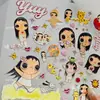 Menina da Temporada das Flores Correndo Fofa yuy Gelatina em Relevo Criativa Pequenos Adesivos de Jade Desenho Animado Capa de Celular DIY Tablet Guka