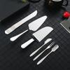 Pala para pastel de acero inoxidable dorada, cuchillo y tenedor, cuchara, juego de cuchillo y tenedor para pastel de luna, cuchillo para pizza, herramienta de horneado, logo láser