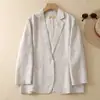 Nuevo estilo de otoño temprano 2026, blazer casual de manga de tres cuartos, top protector solar para mujer, chaqueta de algodón y lino de otoño para mujer