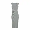 Vestido tailandés para vacaciones de verano, favorecedor y que ilumina, con escote cuadrado, tirantes anchos, diseño acanalado, corte ajustado, vestido midi tipo tank top sexy bodycon