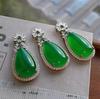 Pingente de Calcedônia Verde Natural, Pingente de Ágata em Forma de Gota, Presente para Mãe, Estilo Chinês Vintage, Sem Corrente