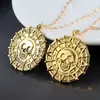 Película Piratas del Caribe Calavera Moneda de Oro Azteca Alrededor Hombres Europeos y Americanos Personalidad Alternativa Collar Joyería