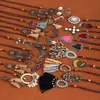 Estilo Étnico Tribal Bohemio Pendientes Largos con Borlas Accesorios para Fotografía de Vacaciones y Viajes Colgante de Flor Collar Retro