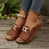 Zapatillas de Plataforma con Suela Gruesa para Mujer 2026 Nuevo Estilo Transfronterizas Talla Grande Moda Casual Hebilla Metálica Simple Sandalias de Boca de Pez