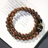 Pulsera de Doble Círculo de Madera Nanmu de Seda Dorada de la Montaña Jiuhua, Cuentas Budistas, Rosario, Pulsera de Bodhi de Mano, Lote de Rosario para Hombres y Mujeres