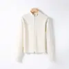 ¡Nuevo! 100% Lana de Oveja Peinada Corte Ajustado de Diseñador Manga Larga Otoño e Invierno Cuello Alto Cremallera Cárdigan Versátil Tejido