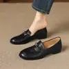 Sapatos Casuais Slip-On Confortáveis de Novo Estilo 2cm, Couro Genuíno Bico Redondo Solado Macio Corte Profundo Sapatos Femininos, Mocassins Baixos Planos
