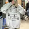 Sudadera Blanca y Gris con Estampado de Cachorro Dulce y Lindo, Cuello Redondo para Mujer, Otoño e Invierno, Holgada, Casual, Versátil, Pulóver, Top de Manga Larga