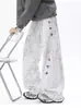 Pantalones de Chándal de Marca de Moda con Parches Bordados Tie-Dye y Dobladillo Curvo para Hombre, Nuevo Diseño Primavera/Otoño, Pantalones Casuales Versátiles de Corte Holgado Único