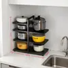 Prateleira de armazenamento de cozinha, suporte elevado para panelas, porta-panelas de chão para casa, armazenamento multifuncional, bancada de vários níveis, prateleira para pia, armário