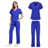 Comercio exterior exportación lavado de manos ropa traje dividido manga corta cepillado manual de ropa mujer clínica dental doctor ropa de trabajo sistema médico