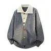 Cardigan de Tricô Masculino Novo Outono/Inverno 2026, Jaqueta Suéter, Estilo Old Money, Peça Falsa de Duas Peças em Tricô, Top Masculino