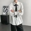 Camisa blanca de otoño estilo chino con volantes, minimalista francesa, con diseño elegante, camisa unisex de manga larga con corbata