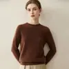 Suéter 100% cachemira pura, nuevo suéter de punto básico de color liso holgado para mujer de otoño e invierno, suéter cálido