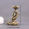 Flor de Loto de Latón Puro Buda Guanyin Mano Quemador de Incienso de Flujo Inverso Portainciensos Vintage Adorno Decorativo de Mesa Mascota de Té Artesanía