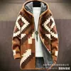 Cárdigan con capucha y cremallera de corte holgado para hombre con estampado a todo color de nuevo elemento azteca, chaqueta de algodón, DIY desde la imagen