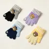 Nuevos Guantes de Punto Cálidos de Otoño Invierno para Niños, Lindos, Oso de Dibujos Animados, Cinco Dedos, Dedos Divididos, Niños Niñas, Lana Engrosada