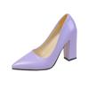 Zapatos de charol de tacón alto puntiagudo de comercio exterior europeo y americano Zapatos de moda de tacón grueso y boca baja para mujer Zapatos de tacón alto
