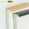 Manija Oculta sin Taladro, Puerta de Armario Larga Sellada en los Bordes Negro Mate, Moldura Moderna para Borde de Gabinete, Estilo Minimalista Moderno Negro Mate Dorado
