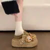 Acessórios de Filhote de Cachorro Desenho Animado Sandálias Birkenstock Peludas de Solado Grosso Meio Abertas para Mulheres Estilo Outono 2026 Chinelos para Uso Externo de Calçar Rápido com Bico Fechado
