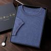 Primeira linha de roupas gola redonda manga curta cashmere suéter masculino outono e inverno solto pulôver casual plus size suéter manga curta malha manga curta
