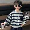 Ropa para Niños Primavera y Otoño Sudadera 2026 Nuevo Estilo Versión Coreana para Niños Top a Rayas Atuendo Elegante de Primavera para Bebé Capa Base Moderna