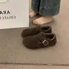 Outono 2026 Novo Casaco Retrô Francês Bico Redondo Forrado com Feltro Sapatos Birkenstock para Mulheres Slip-on Tamancos Quentes de Algodão