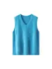 Colete de tricô com decote V para mulheres, lã e cashmere, tecido escovado, novo colete de tricô sem mangas, solto e versátil, top com lantejoulas para o outono