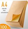 100 Folhas de Etiquetas Amarelas Kraft A4 em Branco para Impressoras Inkjet, Etiquetas Adesivas Coloridas para Caixas