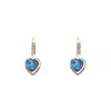 Pendientes de Corazón de Cristal Azul Coreano con Aguja de Plata S925, Diseño Moderno y Elegante, Pendientes de Botón Elegantes, Accesorios para Orejas de Lujo Ligero