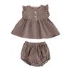 Traje de Verano para Bebé Niña a Cuadros Top sin Mangas + Pantalones Cortos de Trasero Grande Recién Nacido Conjunto de Dos Piezas
