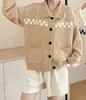 Abrigo Suéter de Punto Holgado Estilo Perezoso con Cuello Solapa Estilo Coreano Transfronterizo para Mujer, Nuevo Otoño e Invierno Suave y Casual Versátil