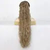 Peluca europea y americana con cola de caballo para mujer, cabello largo y rizado con ondas de agua, extensión de cabello con clip caliente de maíz esponjoso, cola de caballo