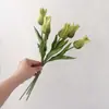 Flor de Simulación PU 5 Cabezas Ramo Atado Tulipán Decoración de Escritorio para el Hogar Boda Ramo de Novia Accesorios Adornos Flores