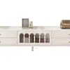 Mueble de TV de Madera Maciza Estilo Francés Nuevo Modelo 2025 Estilo Retro Crema Sala de Estar Uso en el Hogar Mueble de TV Vintage y Juego de Mesa de Café